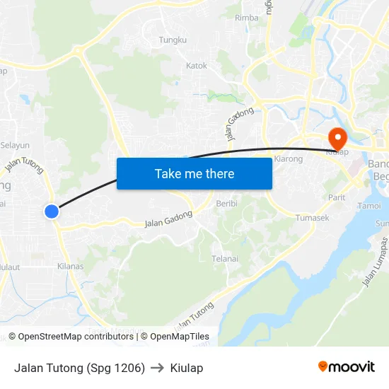 Jalan Tutong (Spg 1206) to Kiulap map