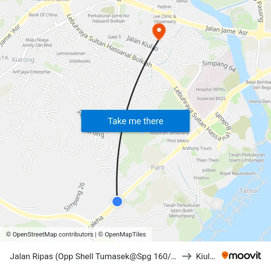Jalan Ripas (Opp Shell Tumasek@Spg 160/164) to Kiulap map