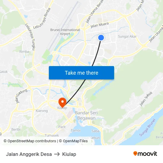 Jalan Anggerik Desa to Kiulap map