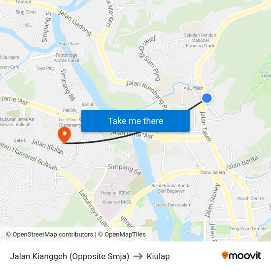 Jalan Kianggeh (Opposite Smja) to Kiulap map