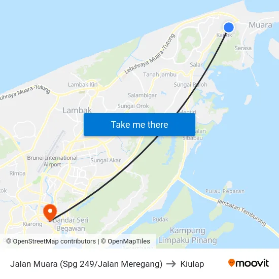 Jalan Muara (Spg 249/Jalan Meregang) to Kiulap map