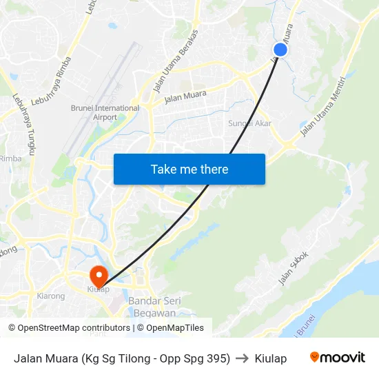 Jalan Muara (Kg Sg Tilong - Opp Spg 395) to Kiulap map