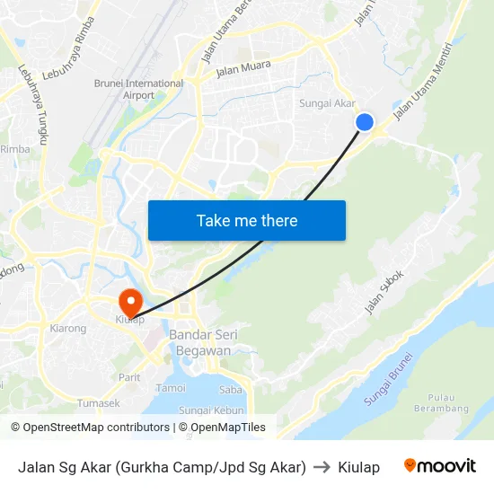 Jalan Sg Akar (Gurkha Camp/Jpd Sg Akar) to Kiulap map