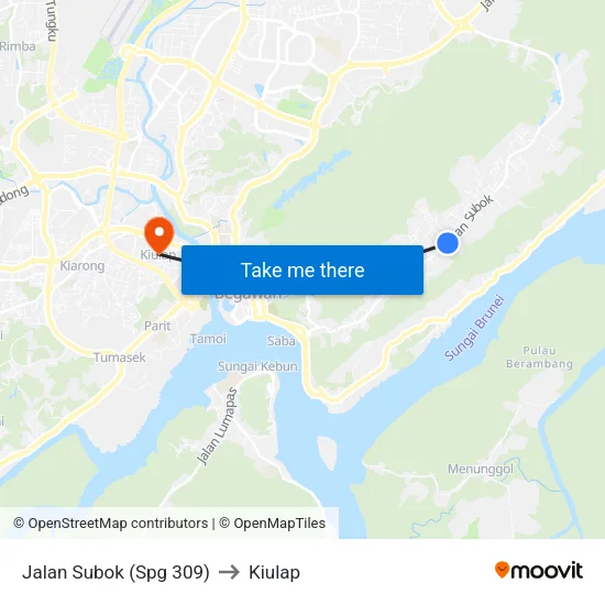 Jalan Subok (Spg 309) to Kiulap map