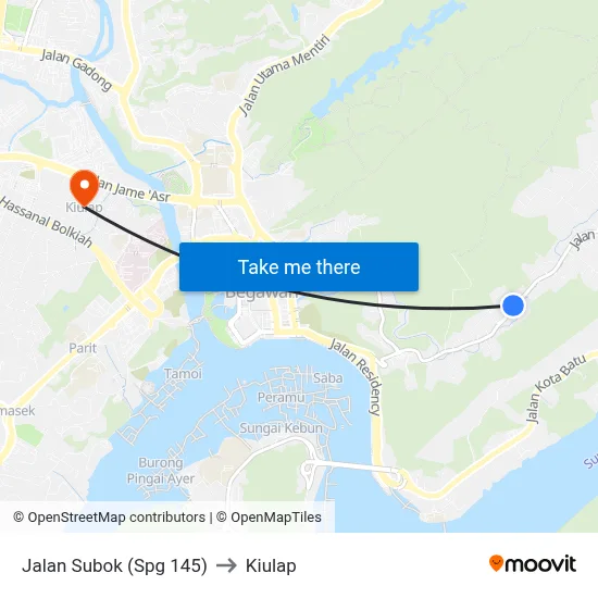 Jalan Subok (Spg 145) to Kiulap map