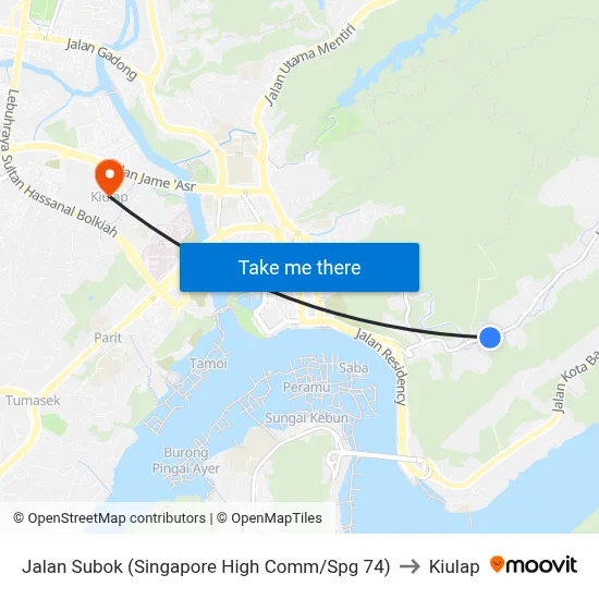 Jalan Subok (Singapore High Comm/Spg 74) to Kiulap map