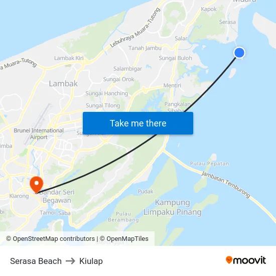 Serasa Beach to Kiulap map