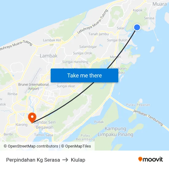 Perpindahan Kg Serasa to Kiulap map