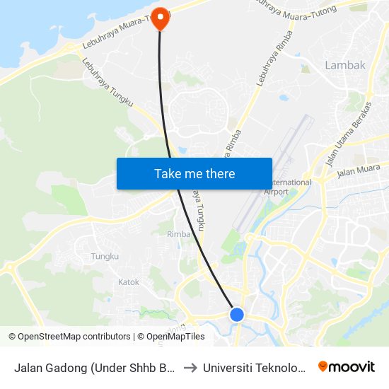 Jalan Gadong (Under Shhb Bypass-Nbt) to Universiti Teknologi Brunei map