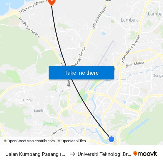Jalan Kumbang Pasang (Stpri) to Universiti Teknologi Brunei map