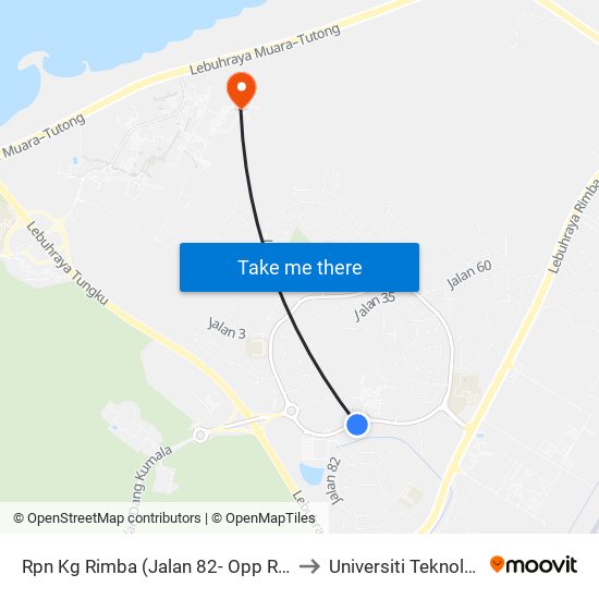 Rpn Kg Rimba (Jalan 82- Opp Rimba Rec. Park) to Universiti Teknologi Brunei map