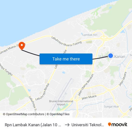 Rpn Lambak Kanan (Jalan 10 Utara @ Jln 49) to Universiti Teknologi Brunei map