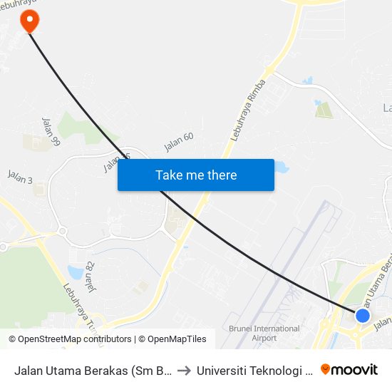 Jalan Utama Berakas (Sm Berakas) to Universiti Teknologi Brunei map