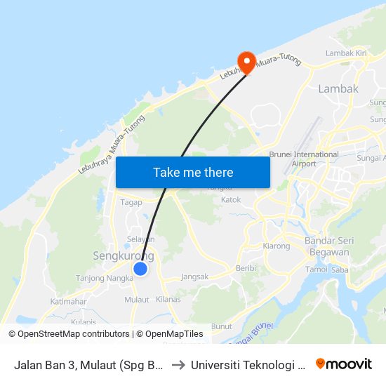 Jalan Ban 3, Mulaut (Spg Ban 3-A) to Universiti Teknologi Brunei map