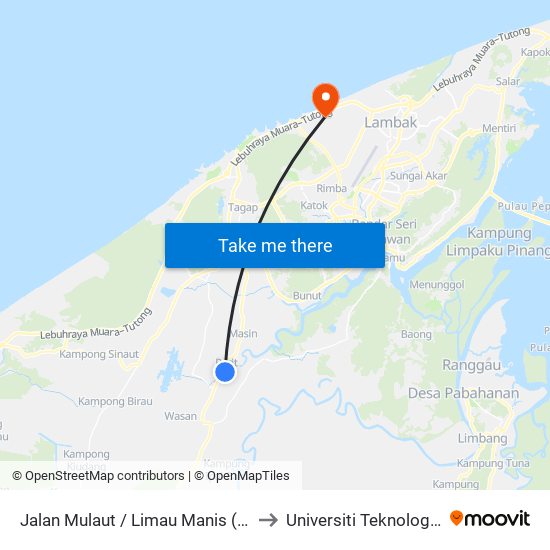 Jalan Mulaut / Limau Manis (Spg 1043) to Universiti Teknologi Brunei map