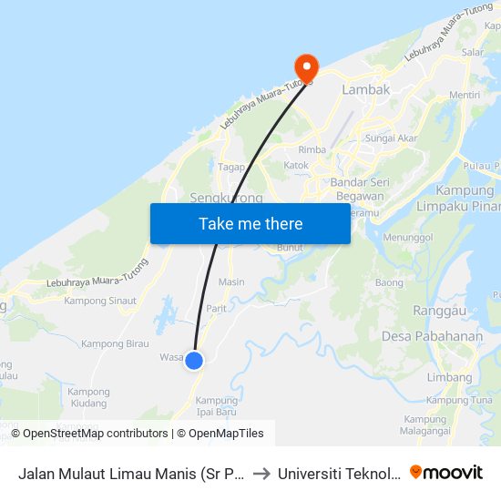 Jalan Mulaut Limau Manis (Sr Panglima Berudin) to Universiti Teknologi Brunei map