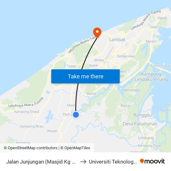 Jalan Junjungan (Masjid Kg Junjongan) to Universiti Teknologi Brunei map