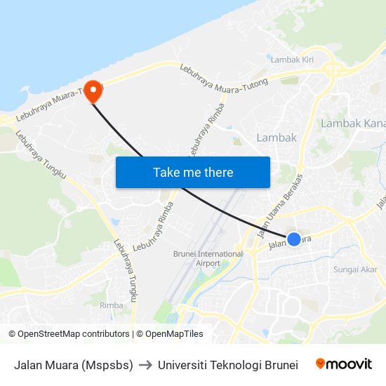 Jalan Muara (Mspsbs) to Universiti Teknologi Brunei map