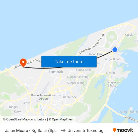 Jalan Muara - Kg Salar (Spg 606) to Universiti Teknologi Brunei map
