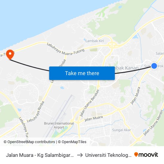 Jalan Muara - Kg  Salambigar (Spg 638) to Universiti Teknologi Brunei map