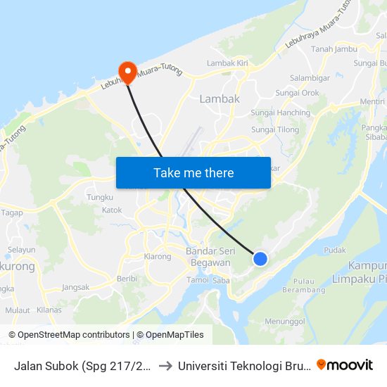 Jalan Subok (Spg 217/247) to Universiti Teknologi Brunei map