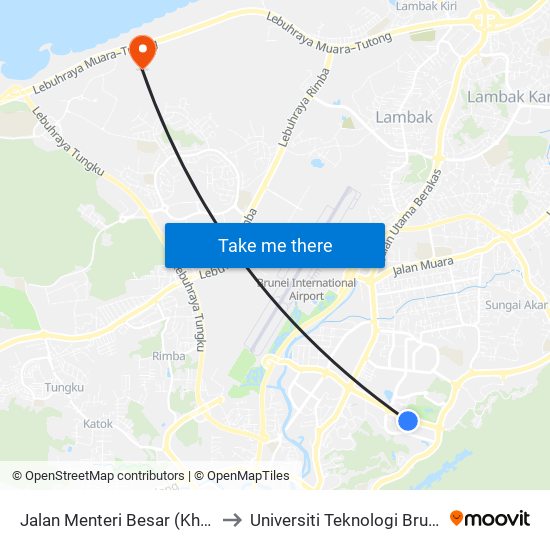 Jalan Menteri Besar (Kheu) to Universiti Teknologi Brunei map