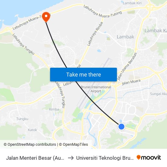 Jalan Menteri Besar (Audit) to Universiti Teknologi Brunei map