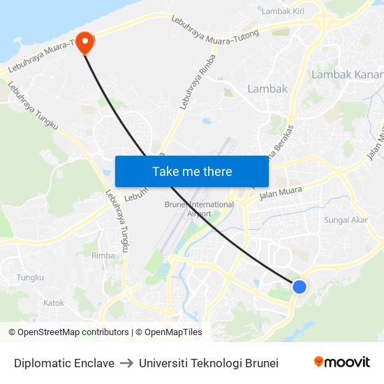 Diplomatic Enclave to Universiti Teknologi Brunei map
