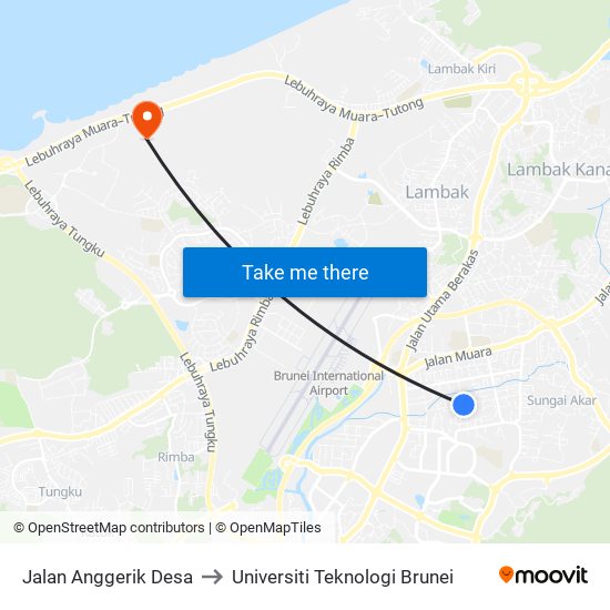 Jalan Anggerik Desa to Universiti Teknologi Brunei map