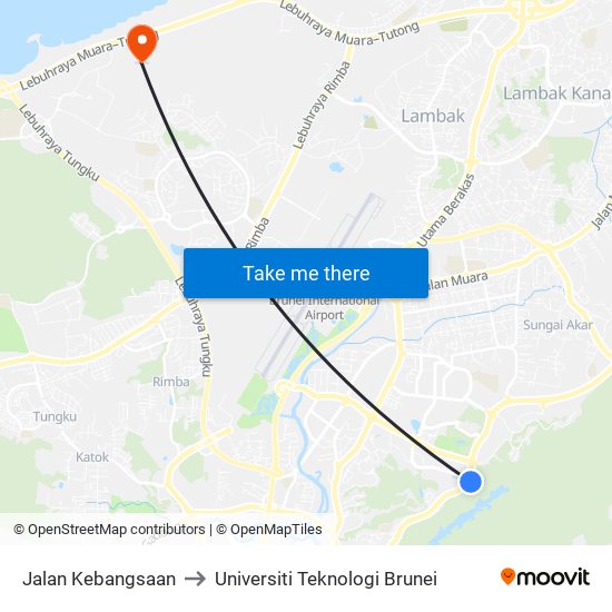 Jalan Kebangsaan to Universiti Teknologi Brunei map