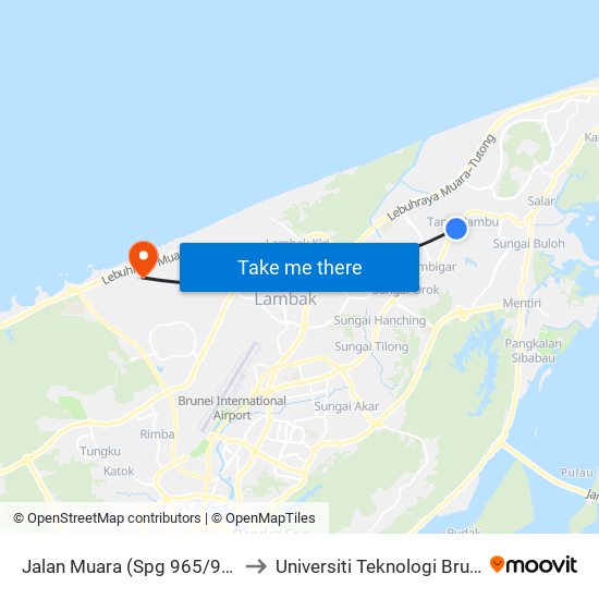 Jalan Muara (Spg 965/957) to Universiti Teknologi Brunei map