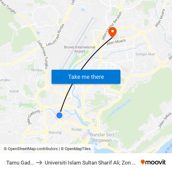 Tamu Gadong to Universiti Islam Sultan Sharif Ali; Zon B Car Park map
