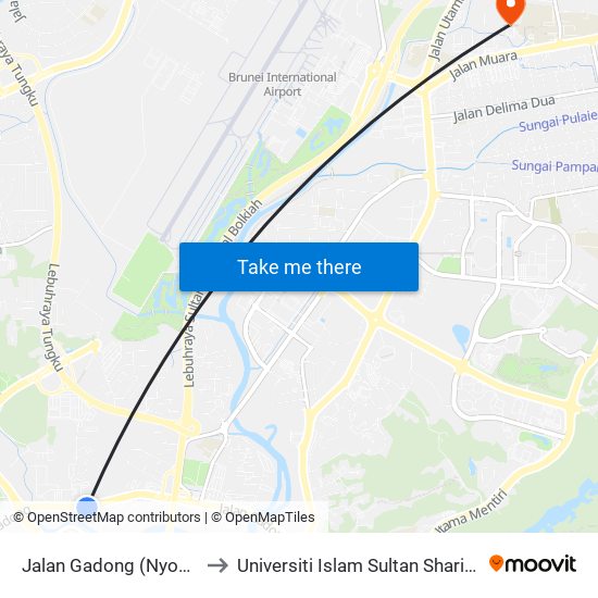 Jalan Gadong (Nyonya Restaurant) to Universiti Islam Sultan Sharif Ali; Zon B Car Park map