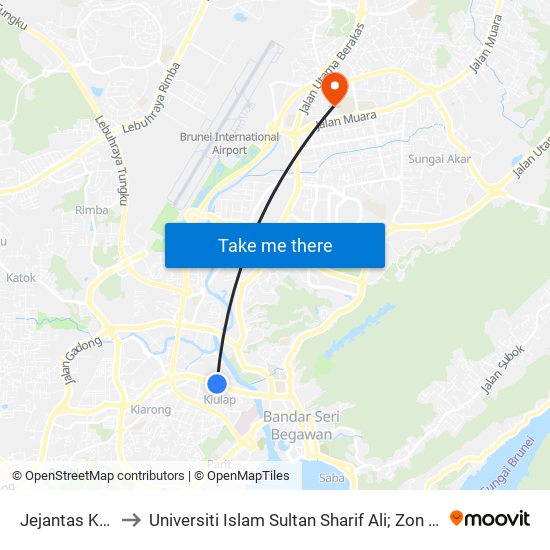 Jejantas Kiulap to Universiti Islam Sultan Sharif Ali; Zon B Car Park map
