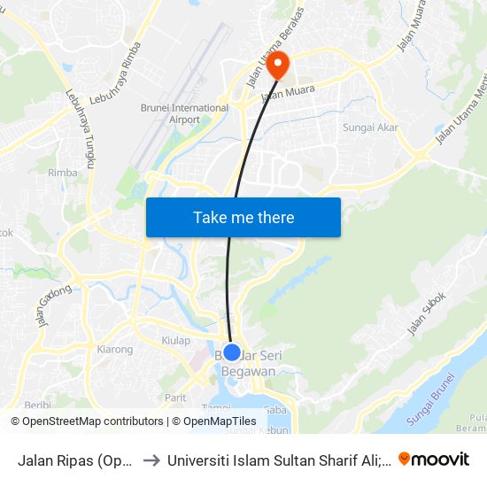 Jalan Ripas (Opp Tel Bru) to Universiti Islam Sultan Sharif Ali; Zon B Car Park map