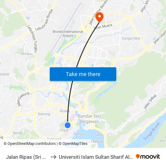 Jalan Ripas (Sri Kompleks) to Universiti Islam Sultan Sharif Ali; Zon B Car Park map