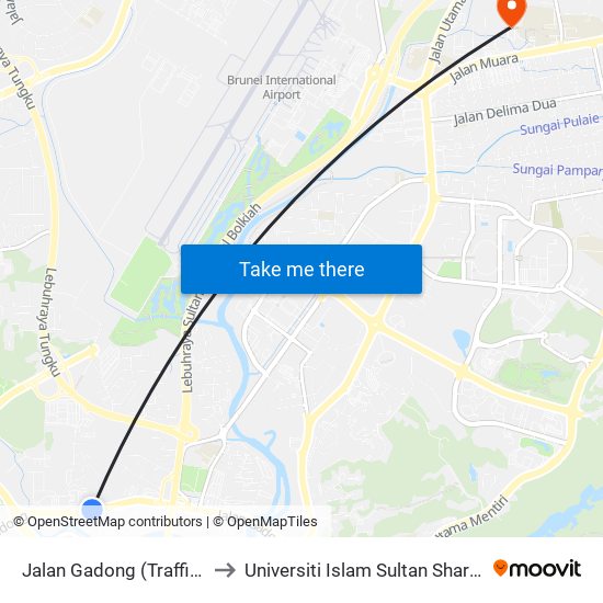 Jalan Gadong (Traffic Light Gadong) to Universiti Islam Sultan Sharif Ali; Zon B Car Park map