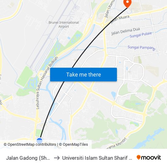Jalan Gadong (Shell Menglait) to Universiti Islam Sultan Sharif Ali; Zon B Car Park map