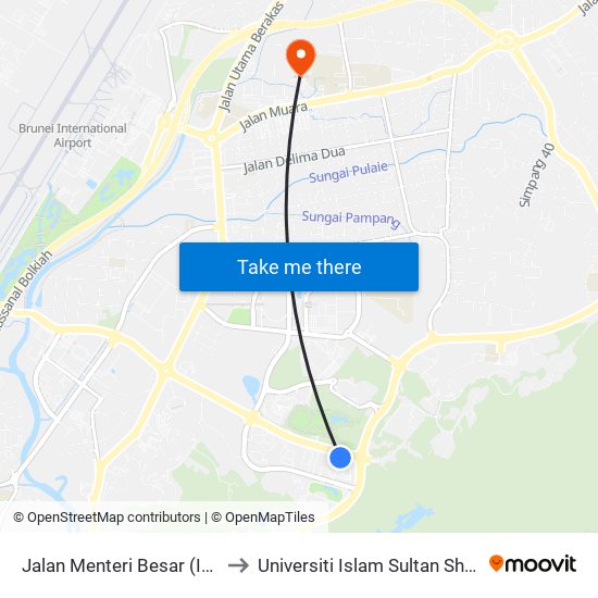 Jalan Menteri Besar (Immigration/Labour) to Universiti Islam Sultan Sharif Ali; Zon B Car Park map