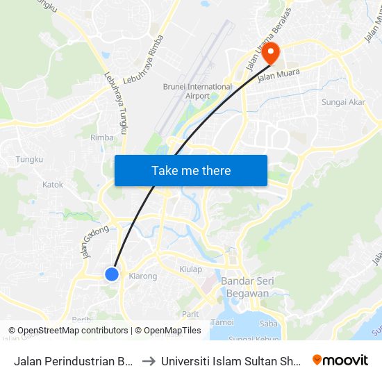 Jalan Perindustrian Beribi (Sumbangsih) to Universiti Islam Sultan Sharif Ali; Zon B Car Park map