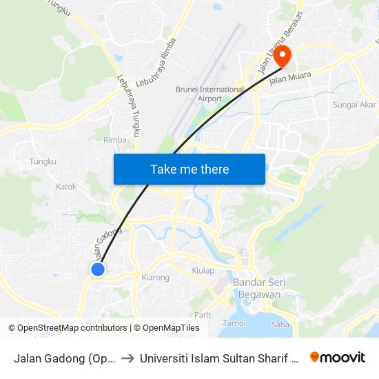 Jalan Gadong (Opposite Jpd) to Universiti Islam Sultan Sharif Ali; Zon B Car Park map