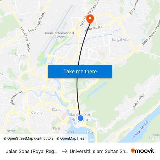 Jalan Soas (Royal Regalia@History Centre)) to Universiti Islam Sultan Sharif Ali; Zon B Car Park map
