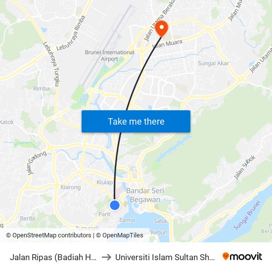 Jalan Ripas (Badiah Hotel@Sri Complex) to Universiti Islam Sultan Sharif Ali; Zon B Car Park map