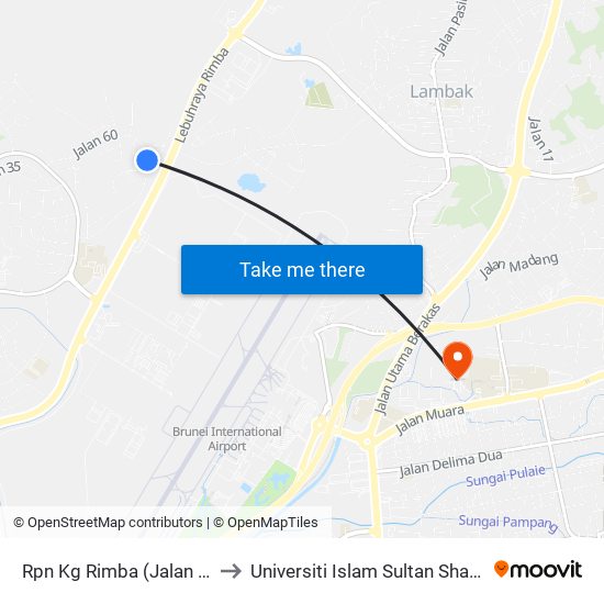 Rpn  Kg Rimba (Jalan 60/2/99/R Point) to Universiti Islam Sultan Sharif Ali; Zon B Car Park map
