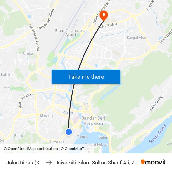 Jalan Ripas (Kupusb) to Universiti Islam Sultan Sharif Ali; Zon B Car Park map