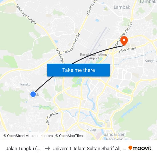 Jalan Tungku (Spg 207) to Universiti Islam Sultan Sharif Ali; Zon B Car Park map