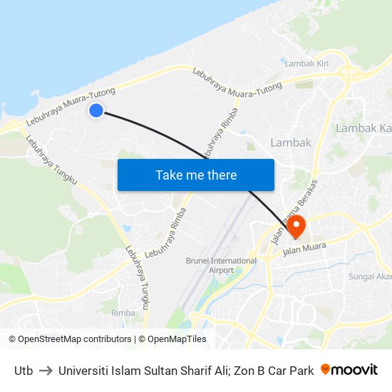 Utb to Universiti Islam Sultan Sharif Ali; Zon B Car Park map