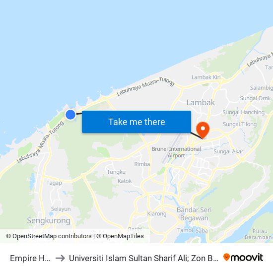 Empire Hotel to Universiti Islam Sultan Sharif Ali; Zon B Car Park map