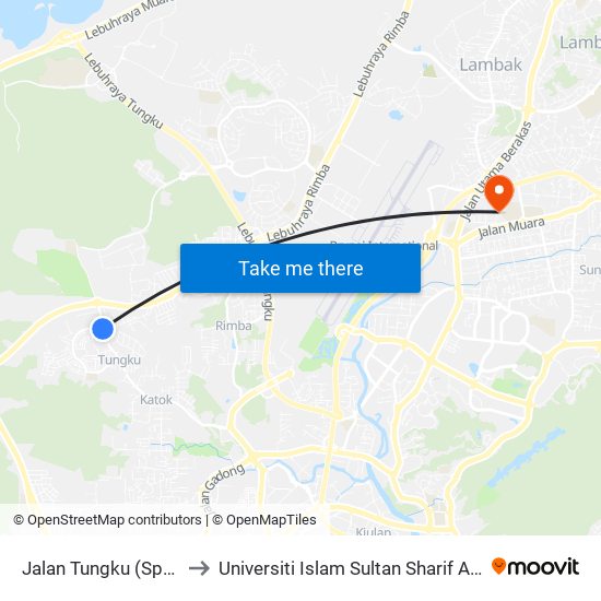 Jalan Tungku (Spg 355/367) to Universiti Islam Sultan Sharif Ali; Zon B Car Park map