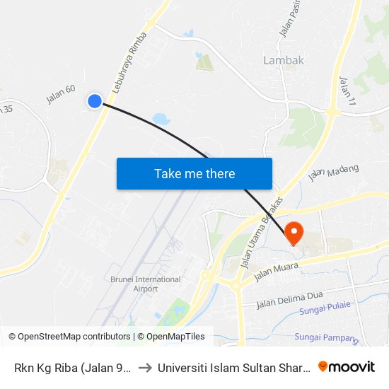 Rkn Kg Riba (Jalan 99/2/60/R Point) to Universiti Islam Sultan Sharif Ali; Zon B Car Park map